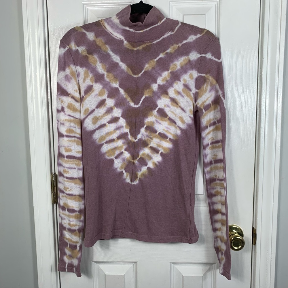 Free People Psychedelic Tie Dye Mock Neck Turtleneck Top